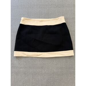 MILLY Women's 8 Black‎ Mini Skirt Ivory Colorblock Trim